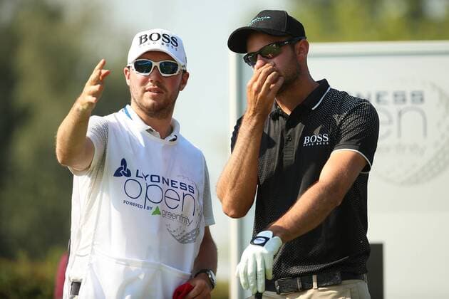 GOLF - Lyoness Open 2015 ATZENBRUGG,AUSTRIA,12.JUN.15 - GOLF - PGA Golf Herren European Tour, Lyoness Open, Diamond Country Club. Image shows Bernd Ritthammer (GER) and caddy. GEPAxpictures xDanielxGoetzhaber