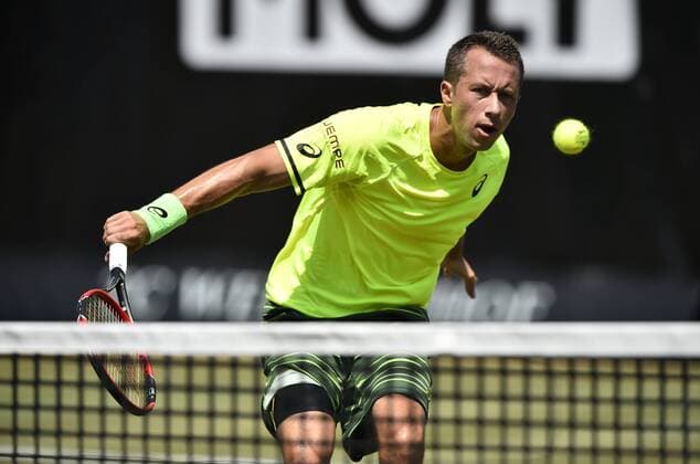 Philipp Kohlschreiber (GER) Aktion Netzangriff Viertelfinale 10.06.2015 Tennis Mercedes-Cup Stuttgart Weißenhof TC Weissenhof Mercedescup Mercedes Cup 06.06..-14.06.2015 Mercedes-Cup Stuttgart Weißenhof 2015
