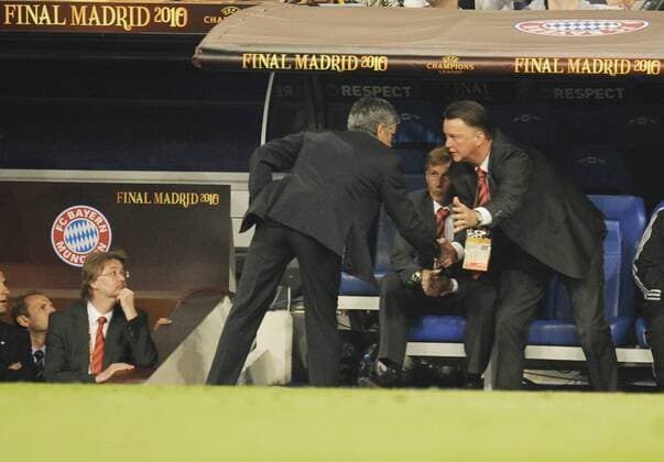Champions League Finale 2010, Madrid, FC Bayern München - Inter Mailand, Louis van Gaal und Jose Mourinho