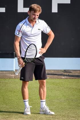 - ROSMALEN, NETHERLANDS: Belgian David Goffin reacts during a tennis game between Belgian David Goffin and Ukrainian Illya Marchenko in the third round of the men s tournament at the Topshelf Open WTA Tennis Damen tennis tournament in Rosmalen, the Netherlands, Friday 12 June 2015. LUCxCLAESSEN  x04641641x