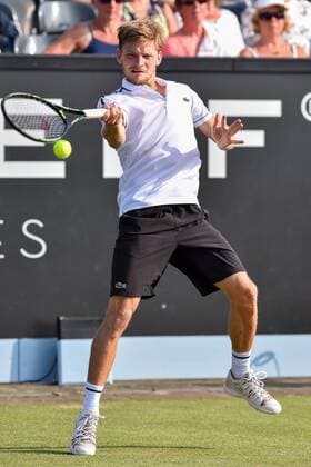 - ROSMALEN, NETHERLANDS: Belgian David Goffin pictured in action during a tennis game between Belgian David Goffin and Ukrainian Illya Marchenko in the third round of the men s tournament at the Topshelf Open WTA Tennis Damen tennis tournament in Rosmalen, the Netherlands, Friday 12 June 2015. LUCxCLAESSEN  x04641685x