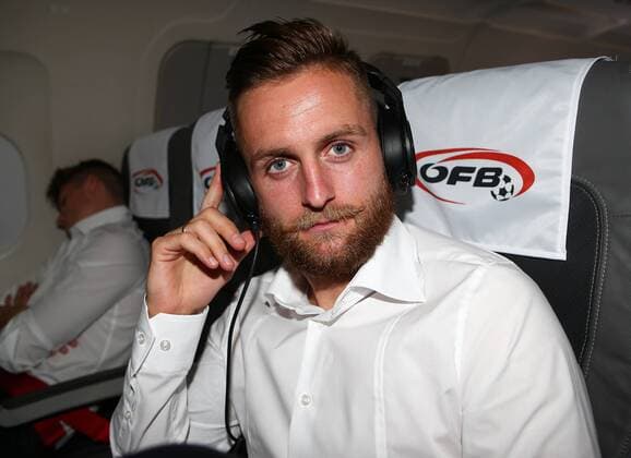 SOCCER - UEFA EURO EM Europameisterschaft Fussball 2016 quali, RUS vs AUT, preview SCHWECHAT,AUSTRIA,12.JUN.15 - SOCCER - UEFA European Championship EM Europameisterschaft 2016, European Qualifiers, OEFB international match Länderspiel Russia vs Austria, preview, departure team AUT from Vienna airport. Image shows Jakob Jantscher (AUT). GEPAxpictures xChristianxOrt