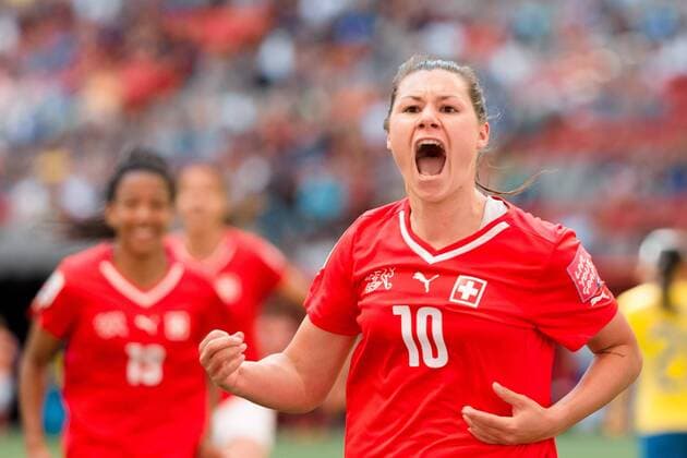June 12, 2015: Ramona BACHMANN of Switzerland celebrates her goal during a Group C match at the FIFA Women s World Cup Canada 2015 between Switzerland and Ecuador at BC Place Stadium on 12 June 2015 in Vancouver, Canada. Switzerland won 10-1. Sydney Low Cal Media. Soccer 2015: FIFA Women s World Cup JUNE 12 - ZUMAc04_