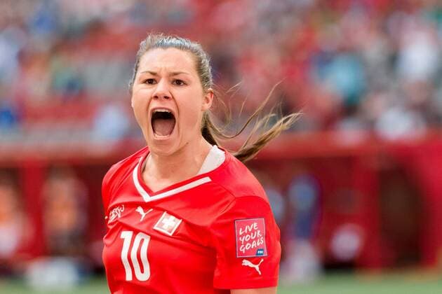 June 12, 2015: Ramona BACHMANN of Switzerland celebrates her goal during a Group C match at the FIFA Women s World Cup Canada 2015 between Switzerland and Ecuador at BC Place Stadium on 12 June 2015 in Vancouver, Canada. Switzerland won 10-1. Sydney Low Cal Media. Soccer 2015: FIFA Women s World Cup JUNE 12 - ZUMAc04_