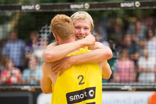 14.06.2015, xfrx, Beachvolleyball, smart beach cup Jena, v.l. Philipp Arne Bergmann (TC Hammeln),Yannick Harms (TC Hameln)