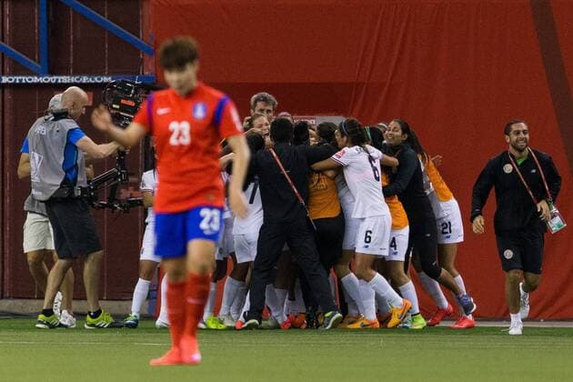 June 13, 2015 : Costa Rica forward Karla Villalobos 17 celebrates a goal with teammates during the 2015 FIFA Women s World Cup Group E match between Korea and Costa Rica at the Olympic Stadium in Montreal, Quebec, Canada. SOCCER: JUN 13 FIFA Women s World Cup - Group E - Korea v Costa Rica Icon15061330 EDITORIAL USE ONLY