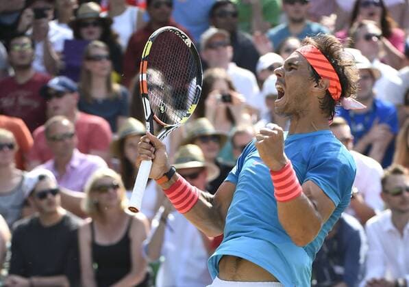 Rafael Nadal (ESP) gewinnt das erste Rasenturnier in Stuttgart. Jubel Emotion, Freude, Schlussjubel Finale 14.06.2015 Tennis Mercedes-Cup Stuttgart Weißenhof TC Weissenhof Mercedescup Mercedes Cup 06.06..-14.06.2015 Mercedes-Cup Stuttgart Weißenhof 2015