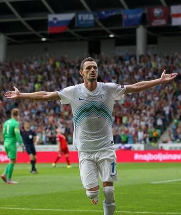 SOCCER - UEFA EURO EM Europameisterschaft Fussball 2016 quali, SLO vs ENG LJUBLJANA,SLOVENIA,14.JUN.15 - SOCCER - UEFA European Championship EM Europameisterschaft 2016, European Qualifiers, international match Länderspiel Slovenia vs England. Image shows the rejoicing of Milivoje Novakovic (SLO). GEPAxpictures xMaticxKlansek