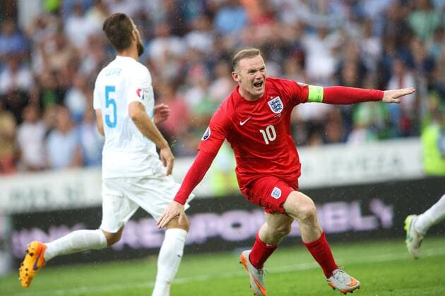 SOCCER - UEFA EURO EM Europameisterschaft Fussball 2016 quali, SLO vs ENG LJUBLJANA,SLOVENIA,14.JUN.15 - SOCCER - UEFA European Championship EM Europameisterschaft 2016, European Qualifiers, international match Länderspiel Slovenia vs England. Image shows the rejoicing of Wayne Rooney (ENG). GEPAxpictures xMaticxKlansek