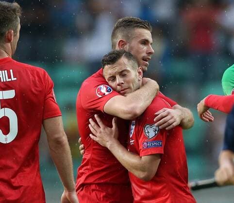 England s Jack Wilshere celebrates at the final whistle Slovenia v England - World Cup 2018 Qualifier- Stozice Stadium - Slovenia - 14th June 2015 - Picture David Klein Sportimage EDITORIAL USE ONLY. No use with unauthorised audio, video, data, fixture lists, club league logos or live services. Online in-match use limited to 120 images, no video emulation. No use in betting, games or single club league player publications.