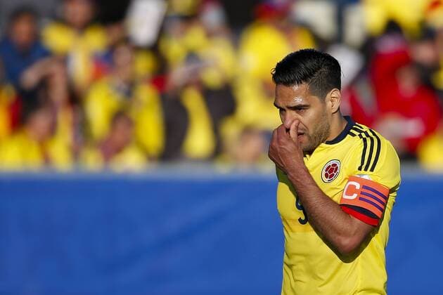 (150615) -- RANCAGUA, June 14, 2015 -- Colombia s Radamel Falcao reacts during a Group C match between Colombia and Venezuela at Copa America 2015 in Rancagua, Chile, June 14, 2015. Colombia lost the match 0-1. ) (SP)CHILE-RANCAGUA-COPA AMERICA 2015-GROUP C-COLOMBIA VS VENEZUELA COLPRENSA 