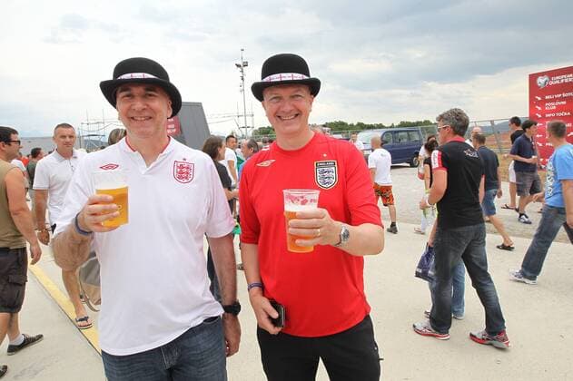 June 14, 2015 - Ljubljana, Slovenia - SLOVENIA, LJUBLJANA JUNE 14: England and Slovenian fans during UEFA EURO EM Europameisterschaft Fussball 2016 Group E qualifier between Slovenia and England at park Stozice, Slovenia on June 14, 2015. Slovenia England UEFA EURO 2016 Qualifier Group E  - ZUMAn230