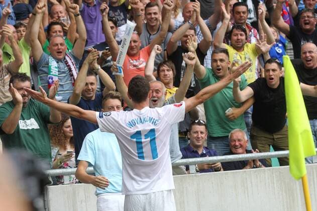 June 14, 2015 - Ljubljana, Slovenia - SLOVENIA, LJUBLJANA JUNE 14: Milivoje Novakovic slovenian striker during UEFA EURO EM Europameisterschaft Fussball 2016 Group E qualifier between Slovenia and England at park Stozice, Slovenia on June 14, 2015. Slovenia England UEFA EURO 2016 Qualifier Group E  - ZUMAn230
