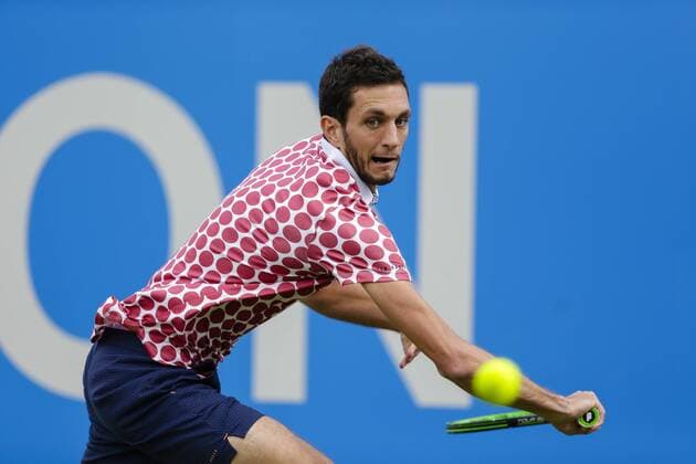 15.06.2015. London, England. Queens Aegon Championship Tennis. James Ward (GBR) versus Milos Raonic (CAN), 1st round match. James Ward in action xCraigxMercerx  ActionPlus11631711