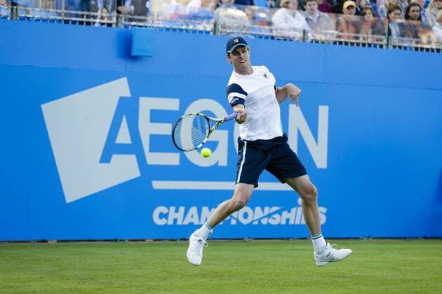 15.06.2015. London, England. Queens Aegon Championship Tennis. Grigor Dimitrov (BUL) versus Sam Querrey (USA), 1st round match. Sam Querrey in action xCraigxMercerx  ActionPlus11631784