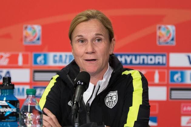 June 15, 2015: Jill ELLIS coach of the USA team speaks at a press conference PK Pressekonferenz prior to a Group D match at the FIFA Women s World Cup Canada 2015 between Nigeria and the USA at BC Place Stadium on June 2015 in Vancouver, Canada. Sydney Low Cal Media. Soccer 2015: FIFA Women s World Cup JUNE 15 - ZUMAc04_