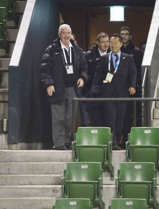 TOKYO, Japan - Members of the International Olympic Committee s Evaluation Commission, including its head Craig Reedie (front L), visit Ariake Tennis Forest Park in Tokyo on March 4, 2013. The commission kicked off four days of inspections in the Japanese capital as part of the process to select the host city for the 2020 Summer Olympics.  0304053