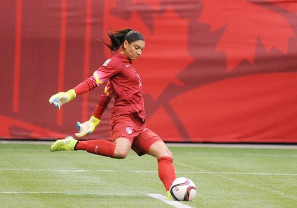 June 16, 2015: United States goalkeeper Hope Solo (1) boots the ball during the team s match against Nigeria at BC Place in Vancouver, British Columbia. SOCCER: JUN 16 FIFA Women s World Cup - Group D - Nigeria v USA Icon150612014 EDITORIAL USE ONLY