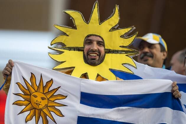 LA SERENA, June 16, 2015 -- A fan from Uruguay reacts prior to the Group B match of the Copa America Chile 2015 between Argentina and Uruguay, at La Portada stadium, in La Serena, Chile, on June 16, 2015. ) (ce) (SP)CHILE-LA SERENA-COPA AMERICA-ARGENTINA VS URUGUAY LuisxEcheverria 