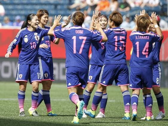 Japan beat Ecuador to win Group C at Women s World Cup Japan s Yuki Ogimi (17) celebrates with teammates after scoring during the first half of a Women s World Cup Group C match against Ecuador at Winnipeg Stadium in Winnipeg, Canada, on June 16, 2015. Already guaranteed a place in the round of 16, Japan secured top spot in the group with a 1-0 win over Ecuador. 