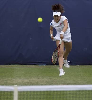 17 June 2015: Misaki Doi (JPN) in action during her defeat by Christina McHale (USA) in their WomenÕs Singles Second Round during the Aegon Classic at Edgbaston Priory Club in Birmingham, Great Britain. - Christina McHale (USA) def Q Misaki Doi (JPN) 6-3 6-4. TENNIS: JUN 17 Aegon Classic Birmingham Icon1506173209 EDITORIAL USE ONLY