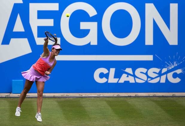 17 June 2015: 2 Ana Ivanovic (SRB) in action during her defeat by Q Michelle Larcher De Brito (POR) in their WomenÕs Singles Second Round during the Aegon Classic at Edgbaston Priory Club in Birmingham, Great Britain. - Michelle Larcher De Brito (POR) def Ana Ivanovic (SRB) 6-4 3-6 7-6 (6). TENNIS: JUN 17 Aegon Classic Birmingham Icon1506173213 EDITORIAL USE ONLY