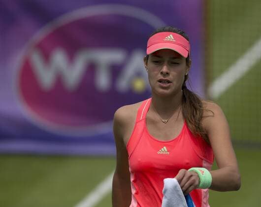 17 June 2015: 2 Ana Ivanovic (SRB) in action during her defeat by Q Michelle Larcher De Brito (POR) in their WomenÕs Singles Second Round during the Aegon Classic at Edgbaston Priory Club in Birmingham, Great Britain. - Michelle Larcher De Brito (POR) def Ana Ivanovic (SRB) 6-4 3-6 7-6 (6). TENNIS: JUN 17 Aegon Classic Birmingham Icon1506173214 EDITORIAL USE ONLY
