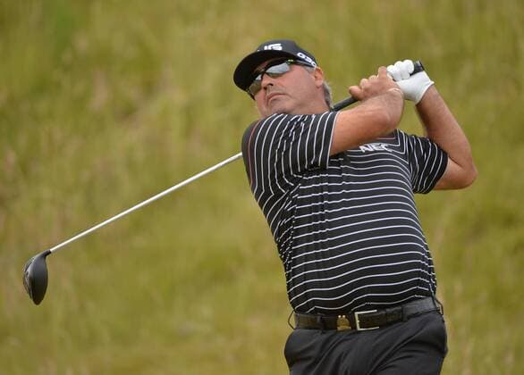 Angel Cabrera hits off the seventh tee of the 115th U.S. Open Championship at Chambers Bay on June 18, 2015 in University Place, Washington.  SEA20150618223 KEVINxDIETSCH