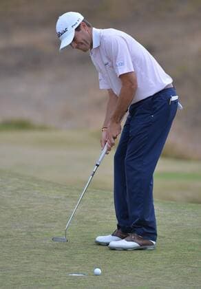 Ben Martin misses a short putt on the third green in round one of the 115th U.S. Open Championship at Chambers Bay on June 18, 2015 in University Place, Washington.  SEA201506182119 KEVINxDIETSCH