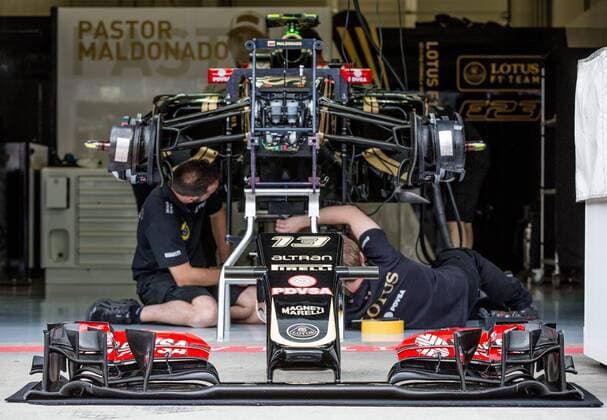 Spielberg 18.06.2015, Red Bull Ring, Spielberg, AUT, FIA, Formel 1, Grosser Preis von Oesterreich, Vorberichte, im Bild das Auto von Pastor Maldonado in der Box von Lotus F1 Team during the Preparation for the Austrian Formula One Grand Prix at the Red Bull Ring in Spielberg, Austria, 2015 06 18,  EP_ang  