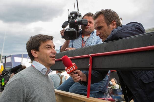Spielberg 18.06.2015, Red Bull Ring, Spielberg, AUT, FIA, Formel 1, Grosser Preis von Oesterreich, Vorberichte, im Bild Teammanager Toto Wolff, (AUT, Mercedes AMG Petronas F1 Team) beim Interview mit dem ORF during the Preparation for the Austrian Formula One Grand Prix at the Red Bull Ring in Spielberg, Austria, 2015 06 18,  EP_ang  