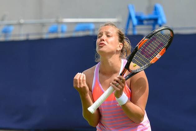 June 18, 2015 - Birmingham, England - BARBORA STRYCOVA reacts to a point in her match at the Aegon Classic tennis tournament in Birmingham England on Thursday June 18 2015 Tennis 2015 - Aegon Classic - Day 6 - ZUMAl132