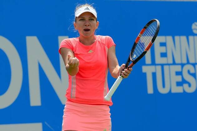June 19, 2015 - Birmingham, England - SIMONA HALEP of Romania reacts to a point in her match v. K. Mladenovic at the Aegon Classic tennis tournament in Birmingham England on Friday June 19 2015 Tennis 2015 - Aegon Classic - Day 7 - ZUMAl132