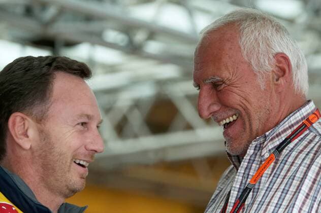 FORMULA 1 - GP of Austria 2015 SPIELBERG,AUSTRIA,19.JUN.15 - MOTORSPORTS, FORMULA 1 - Grand Prix of Austria, Red Bull Ring, free practice. Image shows team principal Christian Horner (Infiniti Red Bull Racing) and Red Bull founder Dietrich Mateschitz. GEPAxpictures xDanielxGoetzhaber