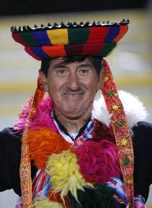 Football, Peru. Copa America 2015 . Peru s fan cheers prior to the group C of the 2015 Copa America football match played at the Elias Figueroa stadium in Valparaiso. 18 06 2015 Peru, Copa America 2015. 