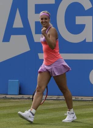 19.06.2015. Birmingham, England. Aegon Classic Tennis Tournament. Sabine Lisicki (Ger) celebrates her quarter final win over Daniela Hantuchova (Svk). Lisicki won in straight sets 7-6, 6-2. xAlanxMartinx  ActionPlus11633258