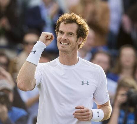 19.06.2015. London, England. Queens Aegon Championship Tennis. Andy Murray (GBR) celebrates winning the match against Gilles Muller (LUX). xNigelxCookex  ActionPlus11633319