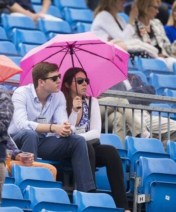 20.06.2015. London, England. Queens Aegon Championship Tennis. The umbrellas are out as rain delays the start of semi final day at Queens. xNigelxCookex  ActionPlus11633543