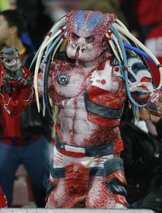 Football , Chile v Bolivia. Copa America 2015 . Chile s fan cheers prior to the 2015 Copa America football match played against Bolivia at the Nacional stadium in Santiago, Chile. 19 06 2015 Martin Thomas Photosport Chile v Bolivia, Copa America 2015. 
