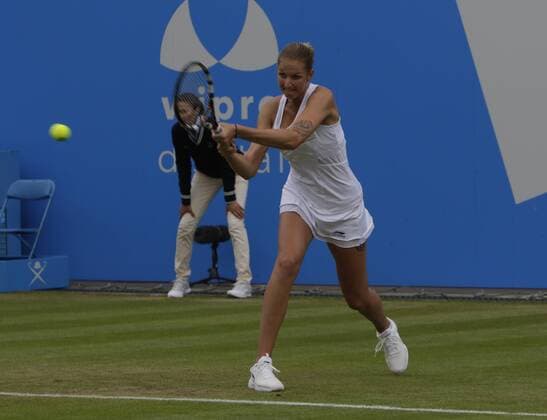 Aktuell Tennis, WTA Turnier in Birmingham, Halbfinale 20.06.2015. Birmingham, England. Aegon Classic Tennis Tournament. Karolina Pliskova (Cze) in the rain-delayed semi-final action against Kristina Mladenovic (Fra). xAlanxMartinx  ActionPlus11633584