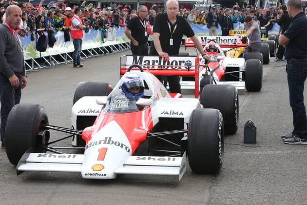FORMULA 1 - GP of Austria 2015 SPIELBERG,AUSTRIA,20.JUN.15 - MOTORSPORTS, FORMULA 1 - Grand Prix of Austria, Red Bull Ring, legends race. Image shows Alian Prost and advisory board Niki Lauda (Mercedes GP). GEPAxpictures xAndreasxPranter