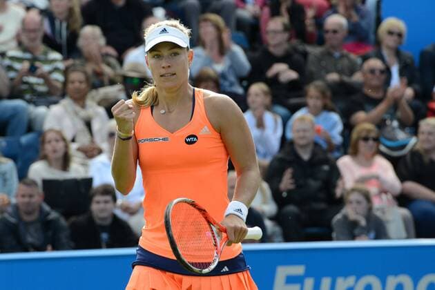 June 20, 2015 - Birmingham, England - ANGELIQUE KERBER of Germany celebrates match point in her semifinal match v. S. Lisicki at the Aegon Classic tennis tournament in Birmingham England on Saturday June 20 2015 Tennis 2015 - Aegon Classic - ZUMAl132