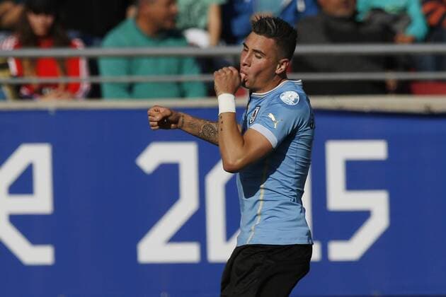 Football , Uruguay v Paraguay Copa America 2015 . Uruguay s Jose Maria Jimenez, celebrates his goal against Paraguay during the match of group B of the 2015 Copa America at La Serena stadium. Rancagua, Chile. 20 06 2015 Marcelo Hernandez Photosport Uruguay v Paraguay, Copa America 2015. 