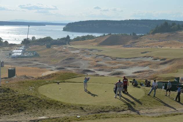 Aktuell Golf, US Open, Tag 3 Branden Grace tees off on the 14th hole during the third round of the 115th U.S. Open Championship at Chambers Bay on June 20, 2015 in University Place, Washington.  SEA20150620058 KEVINxDIETSCH