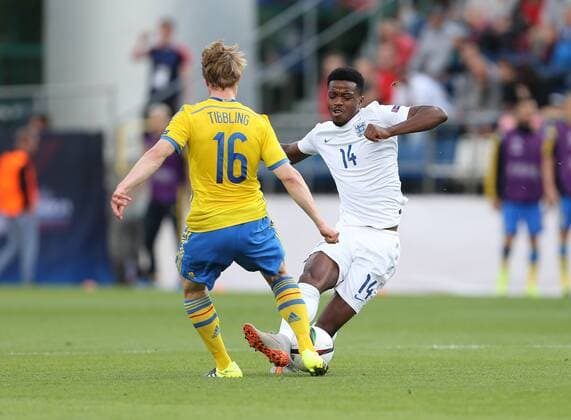 Sweden s Simon Tibbling tussles with England s Nathaniel Chalobah Sweden v England - UEFA Under 21 s - Andruv Stadium - Czech Republic - 21st June 2015 - Picture David Klein Sportimage EDITORIAL USE ONLY. No use with unauthorised audio, video, data, fixture lists, club league logos or live services. Online in-match use limited to 120 images, no video emulation. No use in betting, games or single club league player publications.