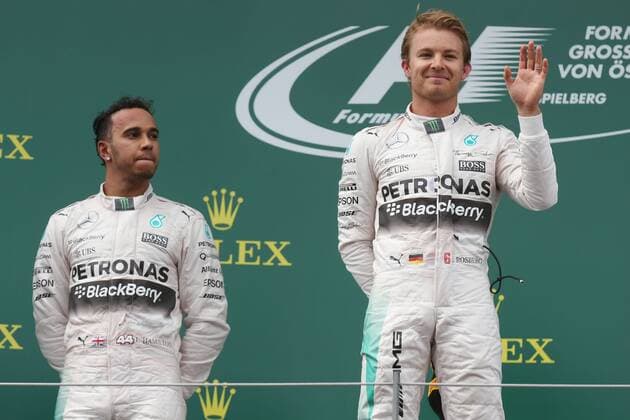 Motorsports: FIA Formula One World Championship WM Weltmeisterschaft 2015, Grand Prix of Austria, 44 Lewis Hamilton (GBR, Mercedes AMG Petronas Formula One Team), 6 Nico Rosberg (GER, Mercedes AMG Petronas Formula One Team), xHOCHxZWEIx