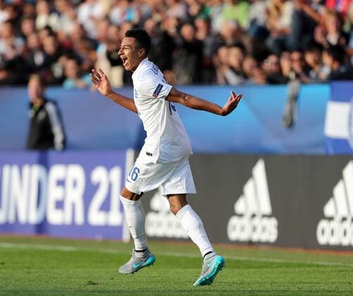 England s Jesse Lingard celebrates scoring his sides opening goal Sweden v England - UEFA Under 21 s - Andruv Stadium - Czech Republic - 21st June 2015 - Picture David Klein Sportimage EDITORIAL USE ONLY. No use with unauthorised audio, video, data, fixture lists, club league logos or live services. Online in-match use limited to 120 images, no video emulation. No use in betting, games or single club league player publications.