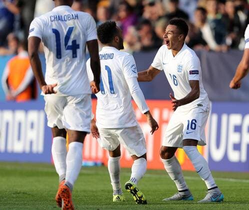 England s Jesse Lingard celebrates scoring his sides opening goal Sweden v England - UEFA Under 21 s - Andruv Stadium - Czech Republic - 21st June 2015 - Picture David Klein Sportimage EDITORIAL USE ONLY. No use with unauthorised audio, video, data, fixture lists, club league logos or live services. Online in-match use limited to 120 images, no video emulation. No use in betting, games or single club league player publications.