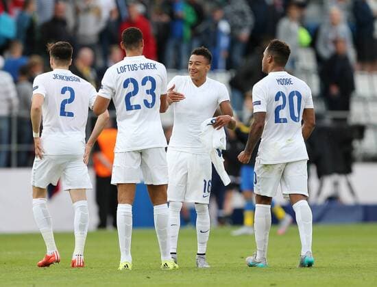 England s Jesse Lingard celebrates at the final whistle Sweden v England - UEFA Under 21 s - Andruv Stadium - Czech Republic - 21st June 2015 - Picture David Klein Sportimage EDITORIAL USE ONLY. No use with unauthorised audio, video, data, fixture lists, club league logos or live services. Online in-match use limited to 120 images, no video emulation. No use in betting, games or single club league player publications.