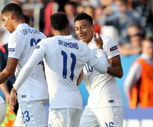 England s Jesse Lingard celebrates scoring his sides opening goal Sweden v England - UEFA Under 21 s - Andruv Stadium - Czech Republic - 21st June 2015 - Picture David Klein Sportimage EDITORIAL USE ONLY. No use with unauthorised audio, video, data, fixture lists, club league logos or live services. Online in-match use limited to 120 images, no video emulation. No use in betting, games or single club league player publications.